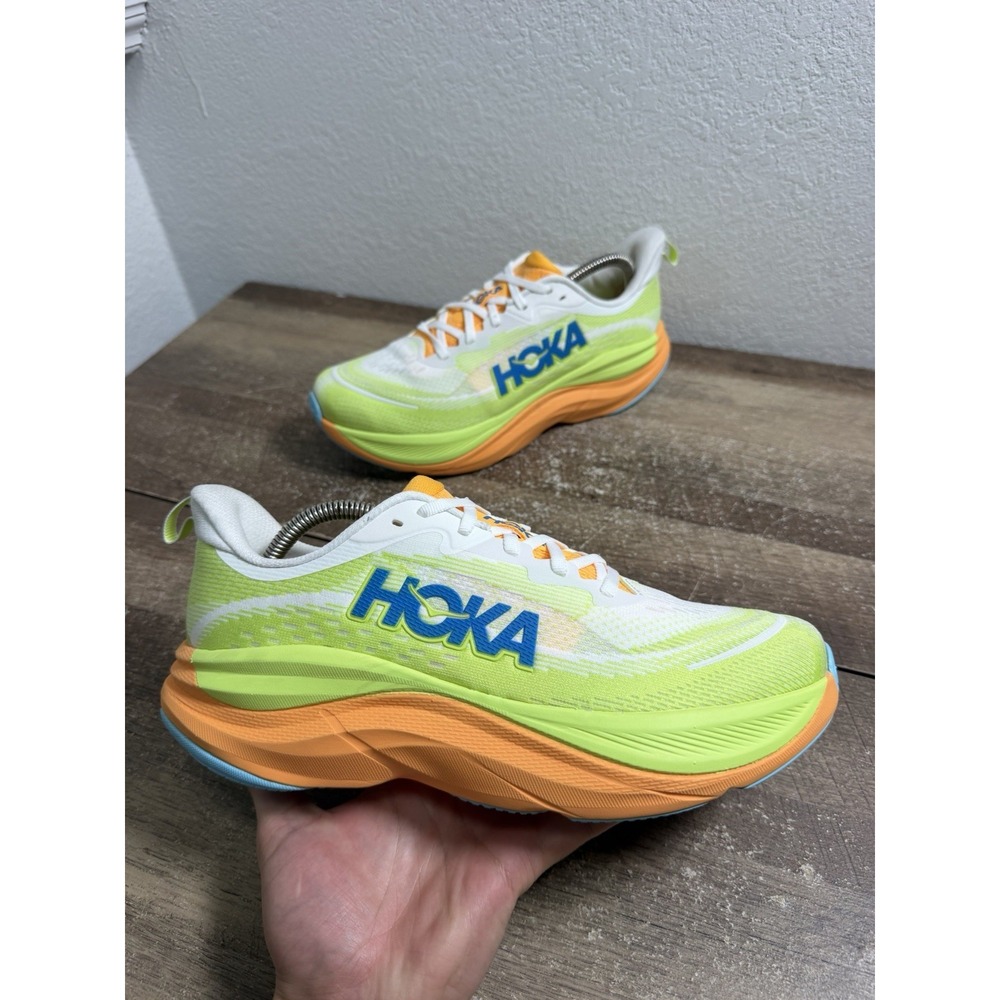 Hoka Skyflow NBY White Orange Green Mens Running Shoes 1155111 Size 9D NEW